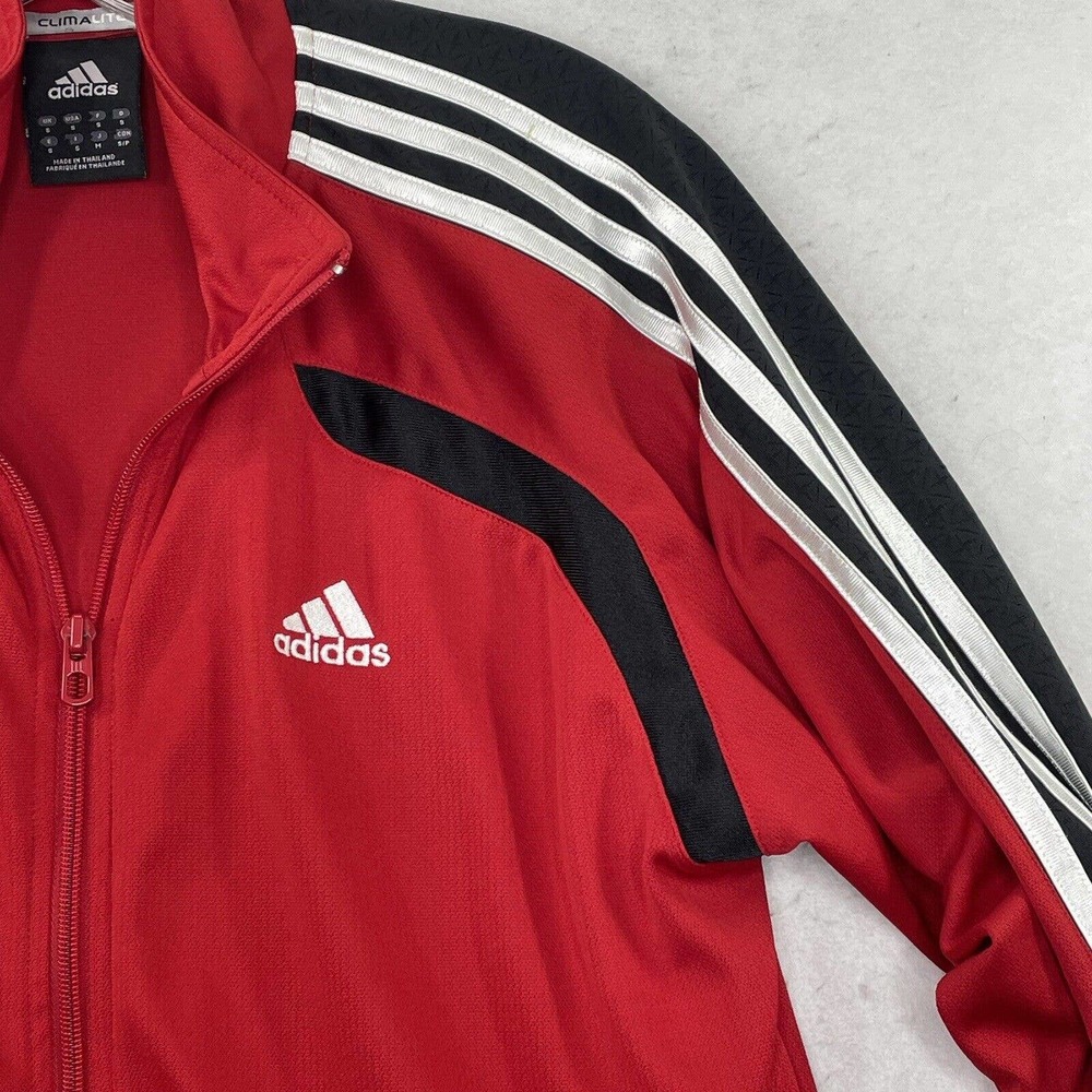 Adidas Full Zip Up Jacket Mens Small Tall Red Black Sporty Track Jacket - Picture 13 of 15